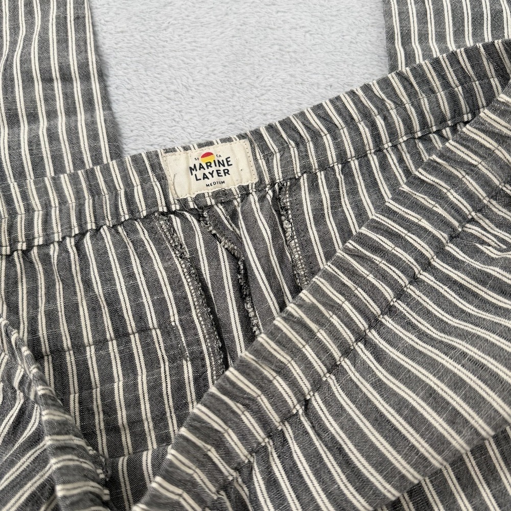 Marine Layer Allison Pant Womens Medium Gray Striped Boho Beach Minimalist 10185 - Picture 4 of 11